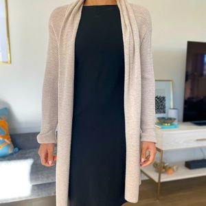 Long beige shawl sweater - small